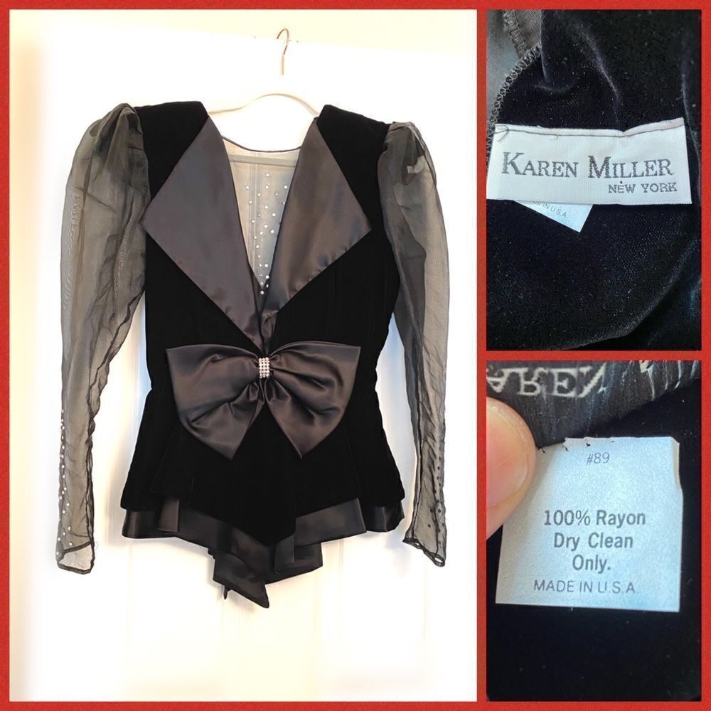 Vintage 80s designer formal top by Karen Miller NY estimated size 6